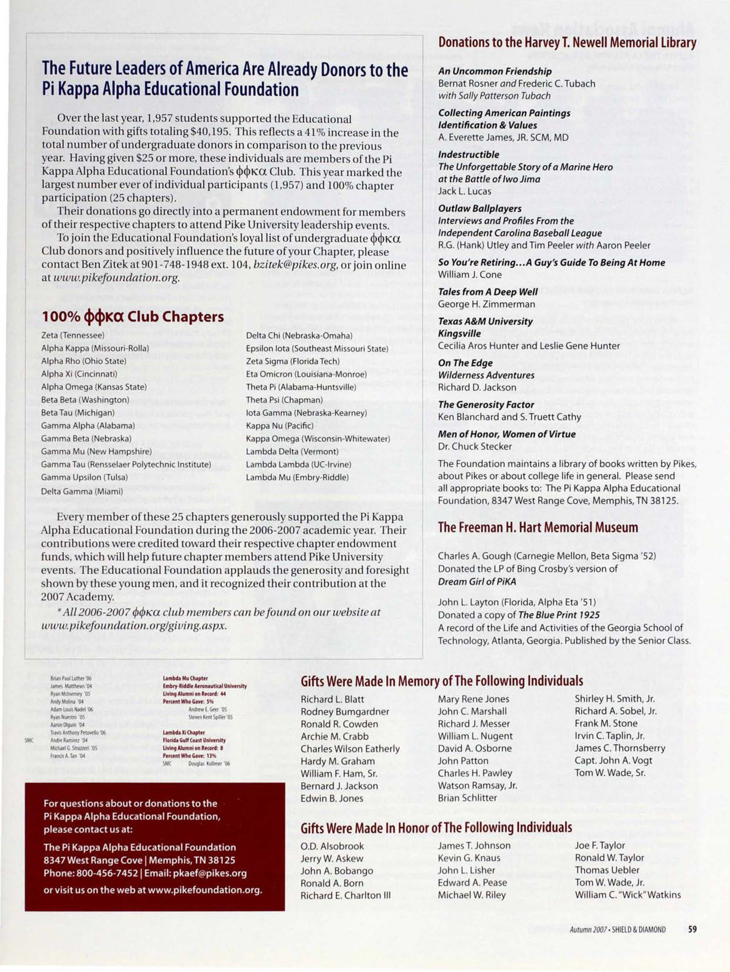 The Future Leaders of America are Already Donors to the Pi Kappa Alpha Educational Foundation